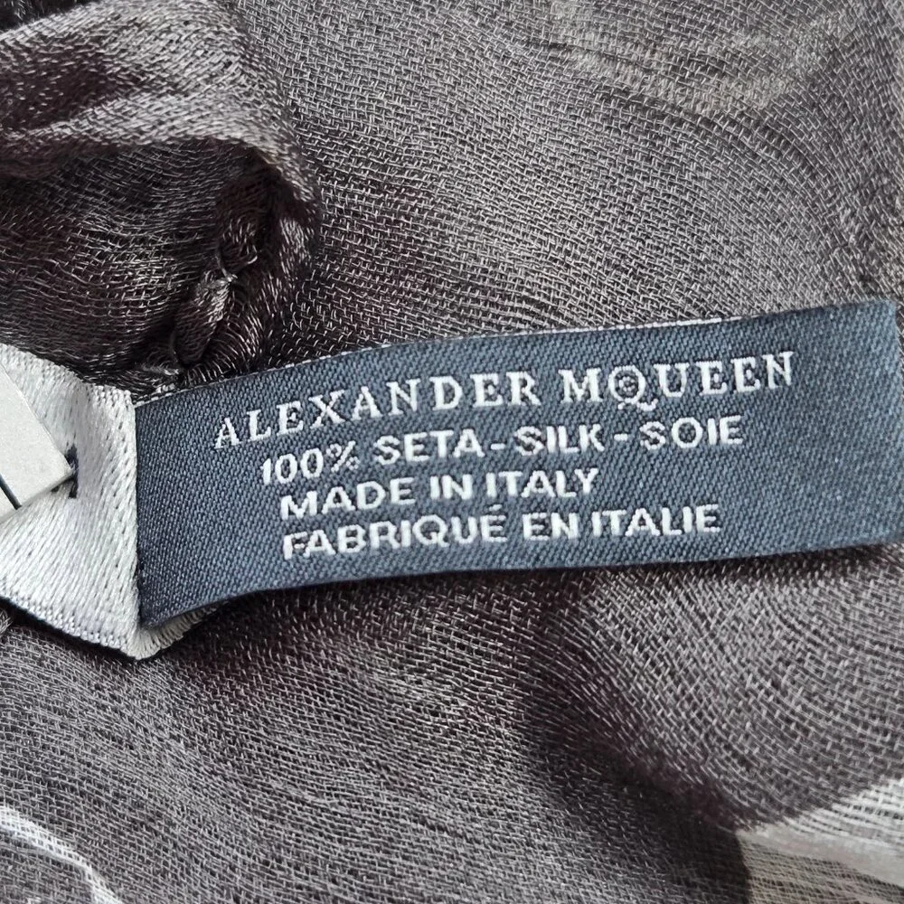 Alexander McQueen Silk Skull Scarf Dark Grey
